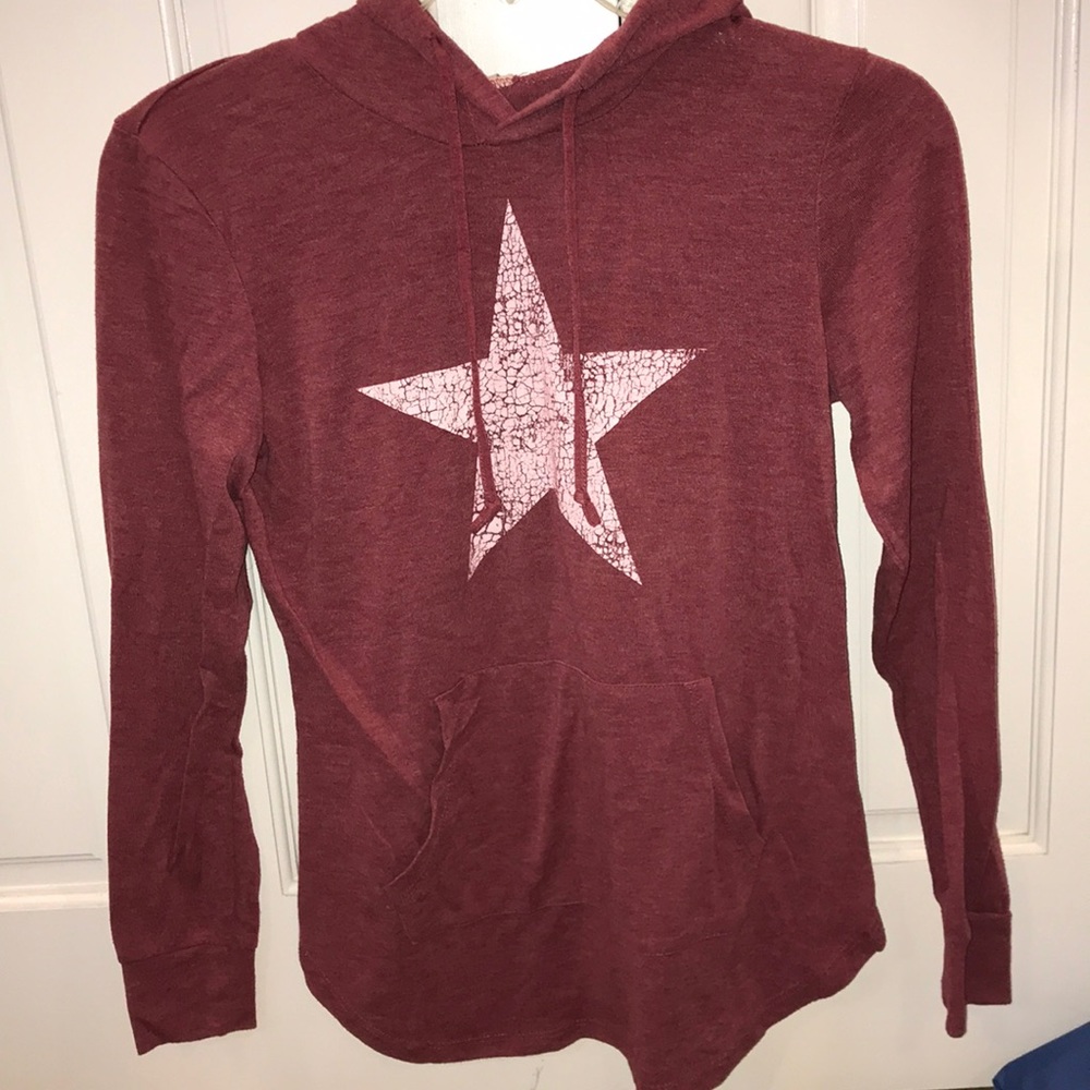 Red drawstring star hoodie